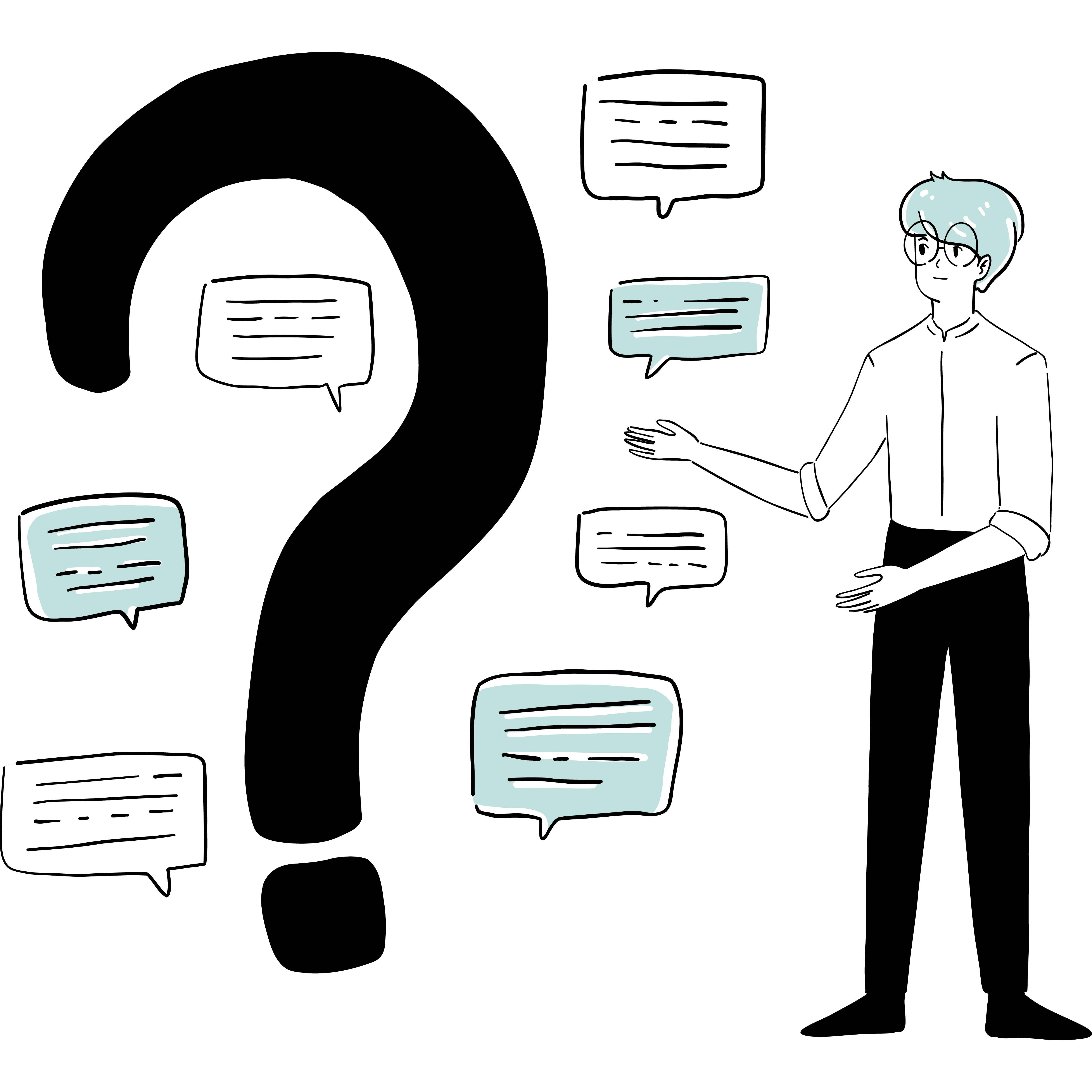 Illustration of a customer asking questions about their website