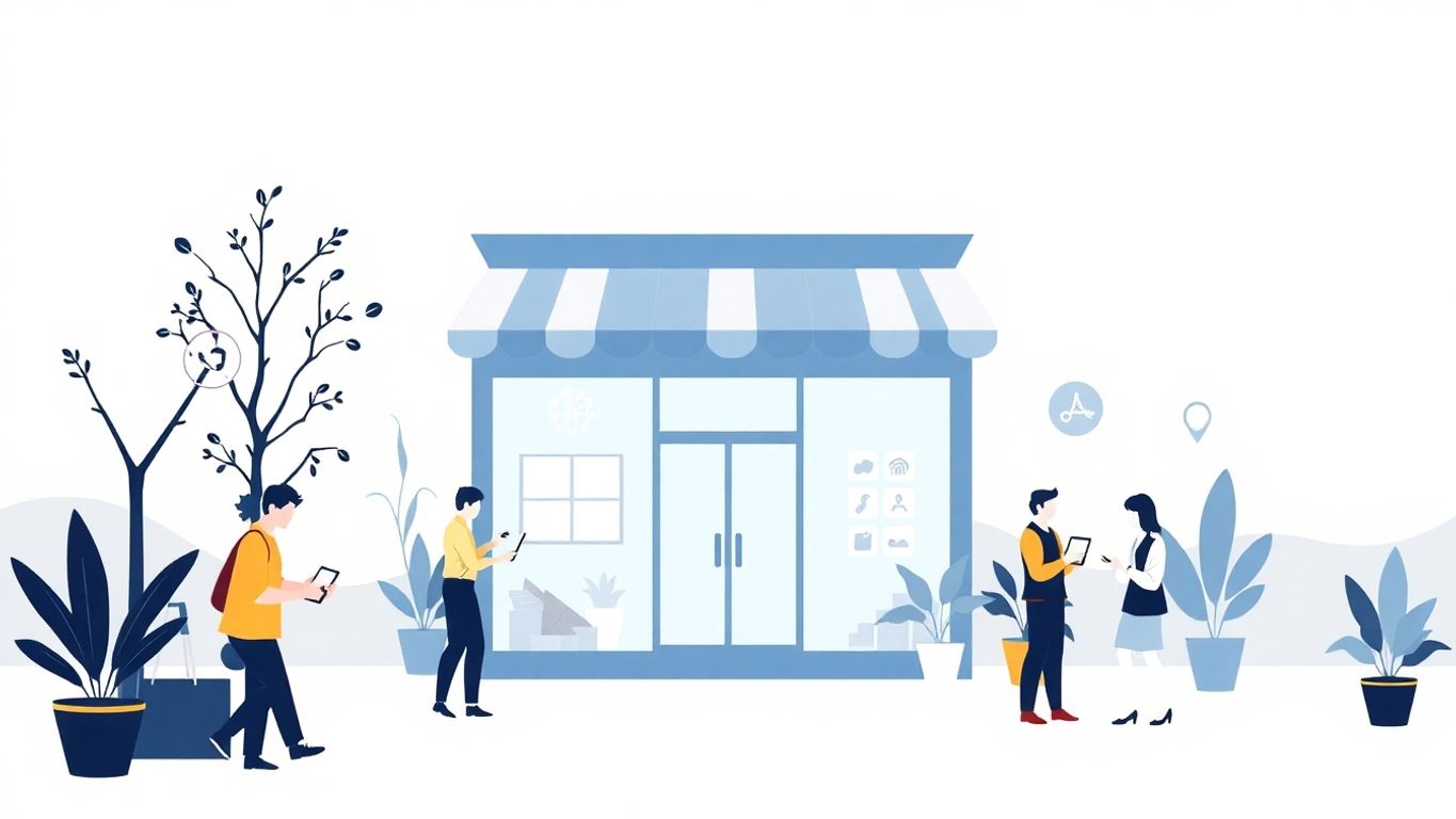 Vector illustration of a small business in a digital world.